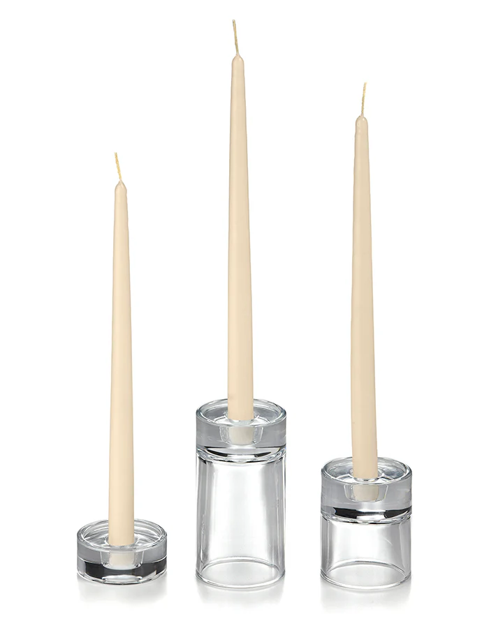 12 Taper Candles and 12 Glass Taper Holders - Image 39