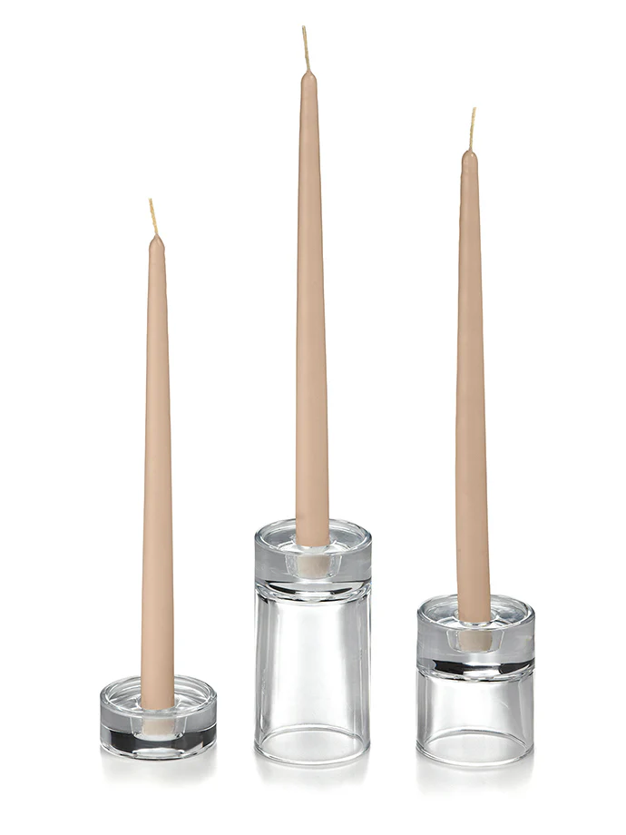 12 Taper Candles and 12 Glass Taper Holders - Image 48