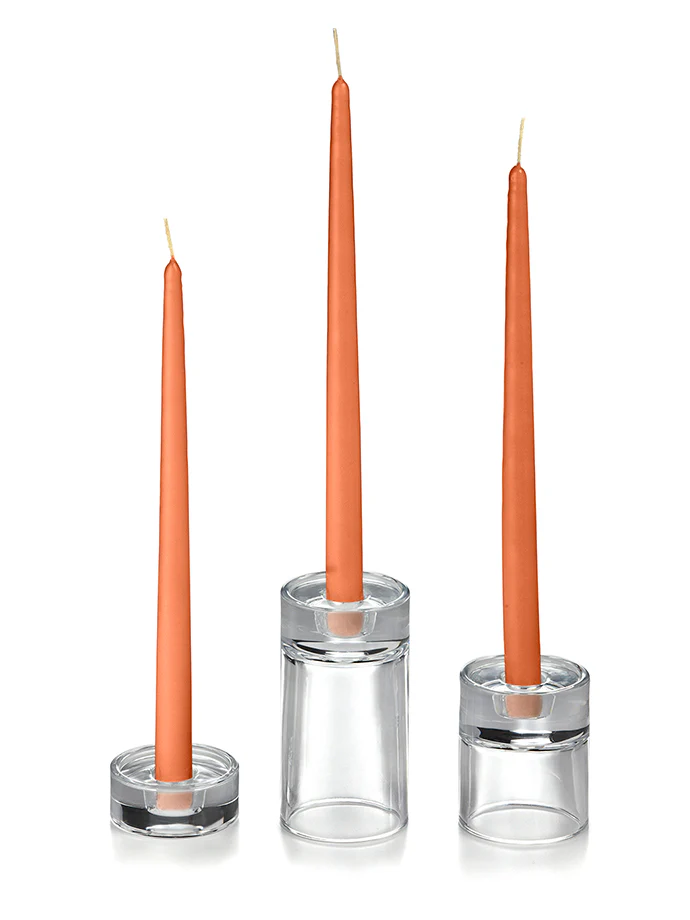 12 Taper Candles and 12 Glass Taper Holders - Image 6