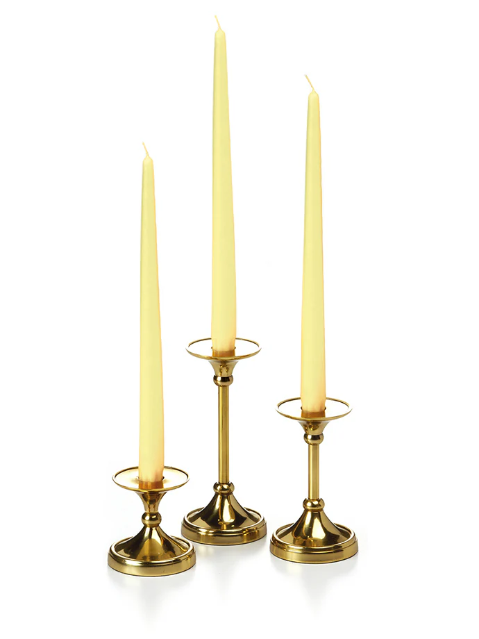 12 Taper Candles and 12 Gold Timeless Taper Holders - Image 14