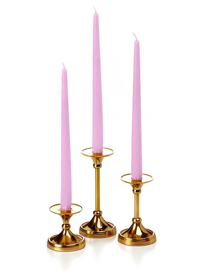 12 Taper Candles and 12 Gold Timeless Taper Holders - Image 19