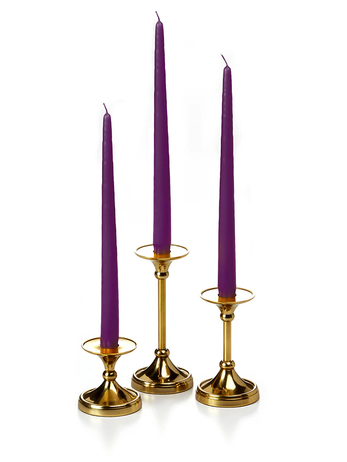 12 Taper Candles and 12 Gold Timeless Taper Holders - Image 21