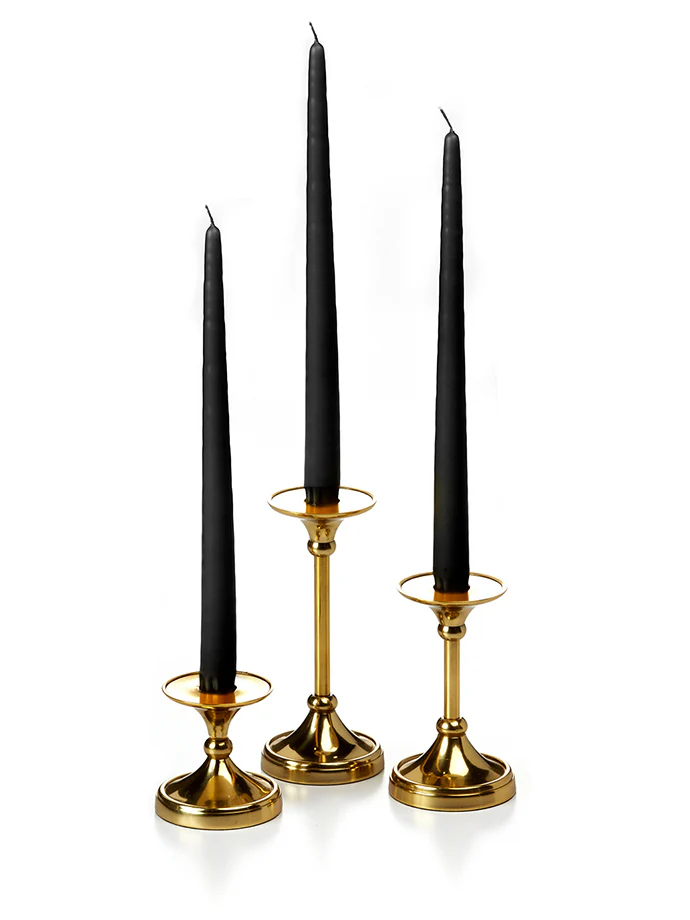 12 Taper Candles and 12 Gold Timeless Taper Holders - Image 25