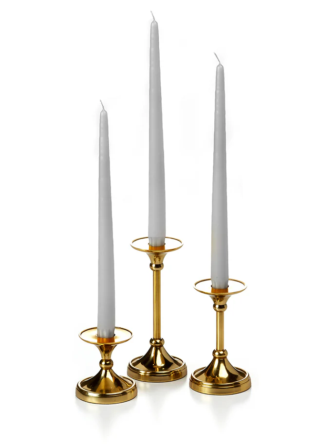 12 Taper Candles and 12 Gold Timeless Taper Holders - Image 27