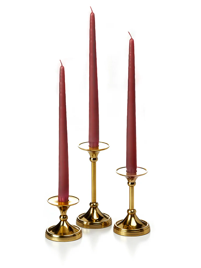 12 Taper Candles and 12 Gold Timeless Taper Holders - Image 3
