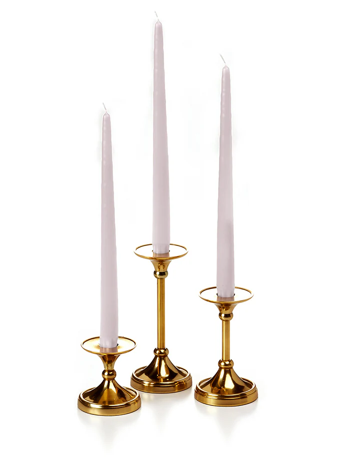 12 Taper Candles and 12 Gold Timeless Taper Holders - Image 44