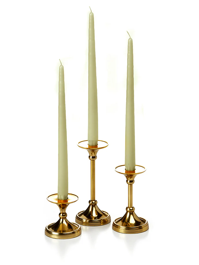 12 Taper Candles and 12 Gold Timeless Taper Holders - Image 45