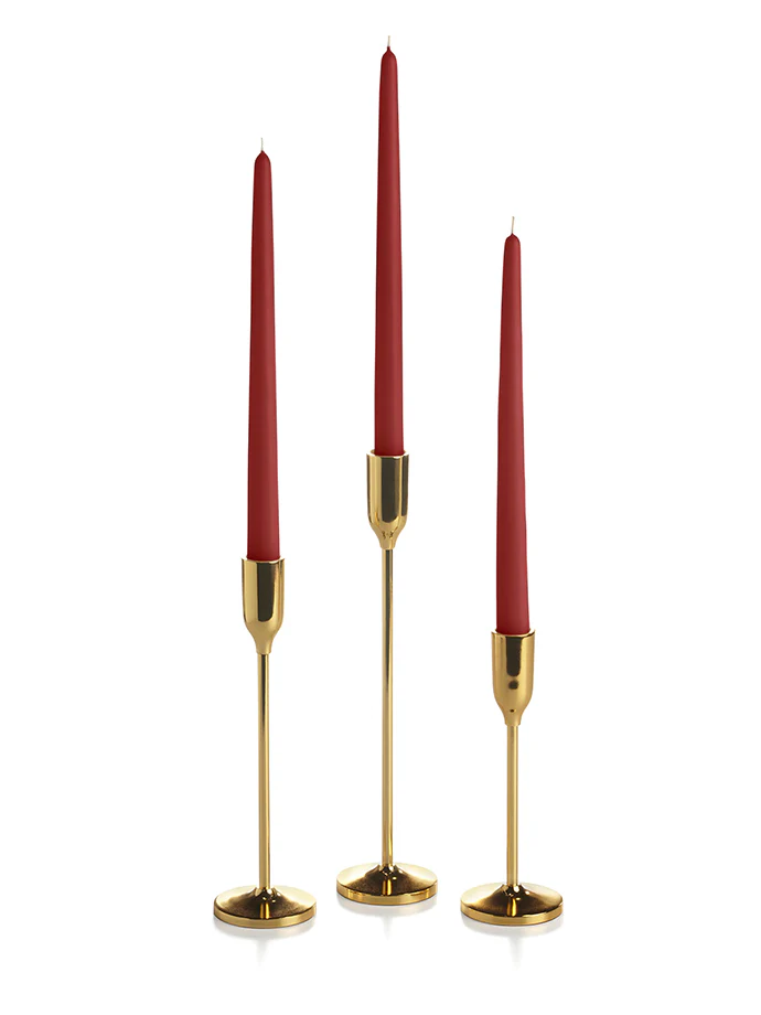 12 Taper Candles and 12 Gold Virtu Candlesticks - Image 3