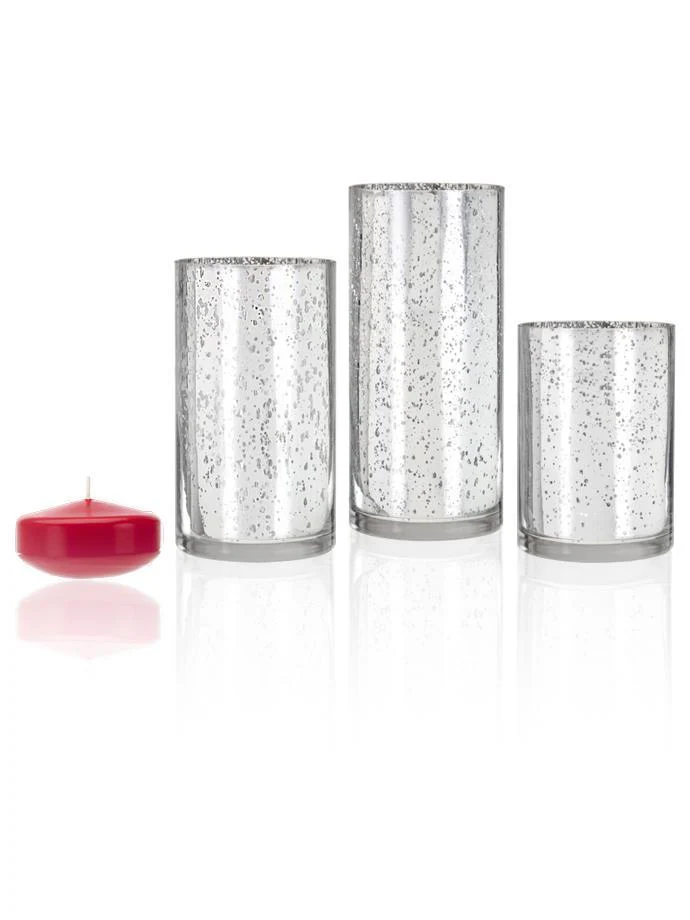 18 Floating Candles and Silver Metallic Cylinders - Image 12
