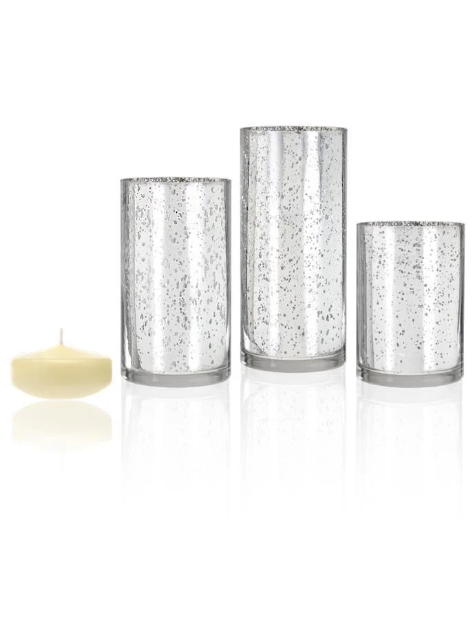 18 Floating Candles and Silver Metallic Cylinders - Image 14