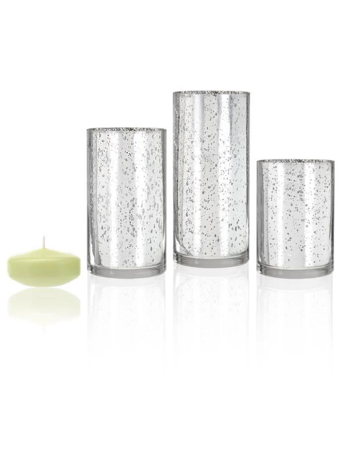 18 Floating Candles and Silver Metallic Cylinders - Image 17