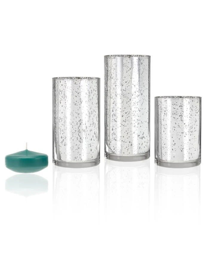 18 Floating Candles and Silver Metallic Cylinders - Image 18