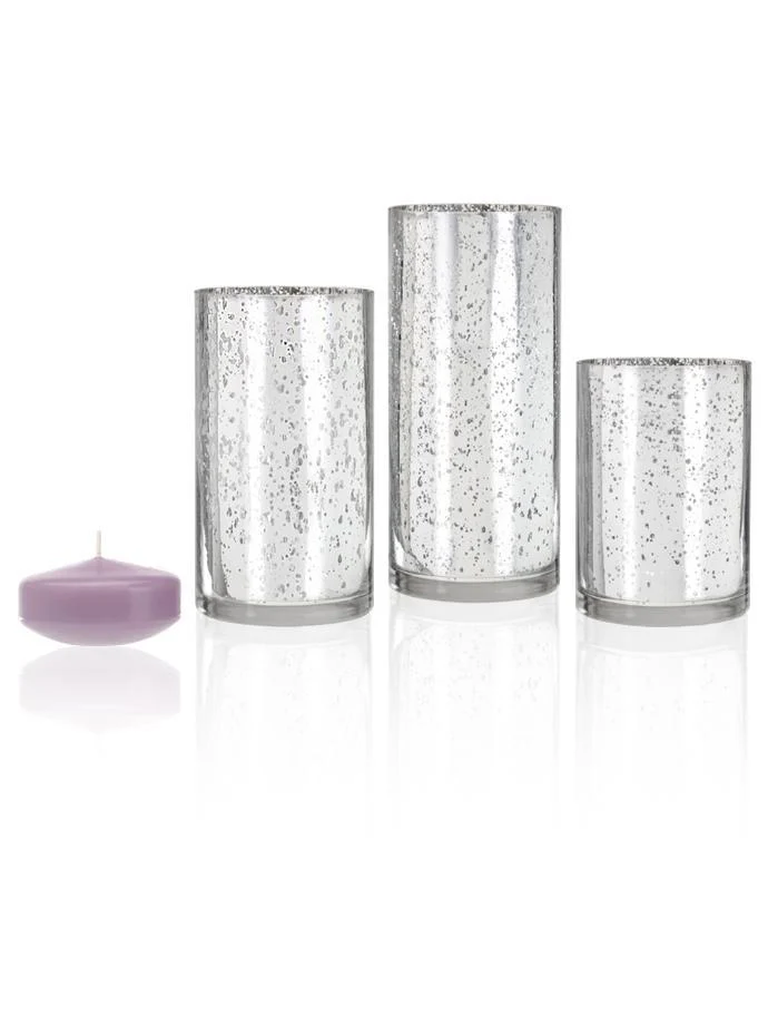 18 Floating Candles and Silver Metallic Cylinders - Image 22