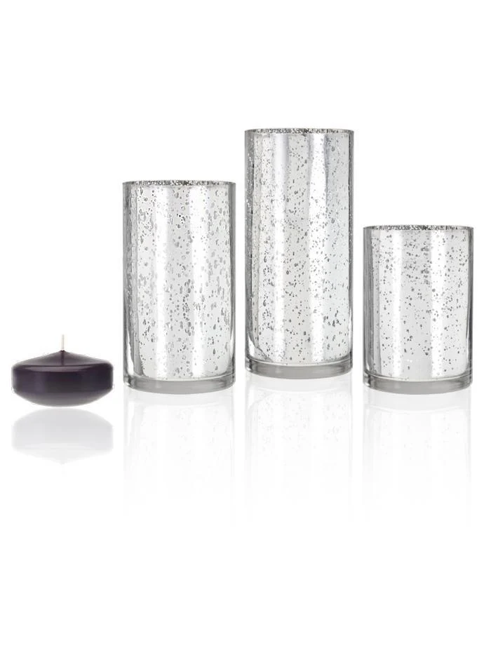 18 Floating Candles and Silver Metallic Cylinders - Image 24