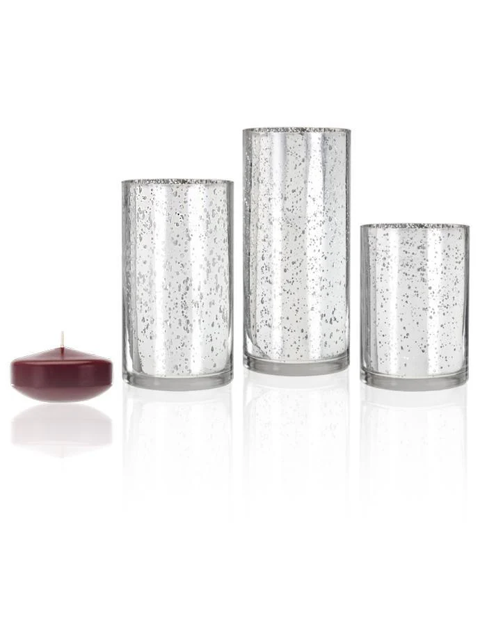 18 Floating Candles and Silver Metallic Cylinders - Image 3