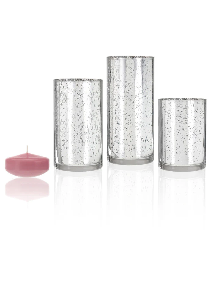 18 Floating Candles and Silver Metallic Cylinders - Image 45