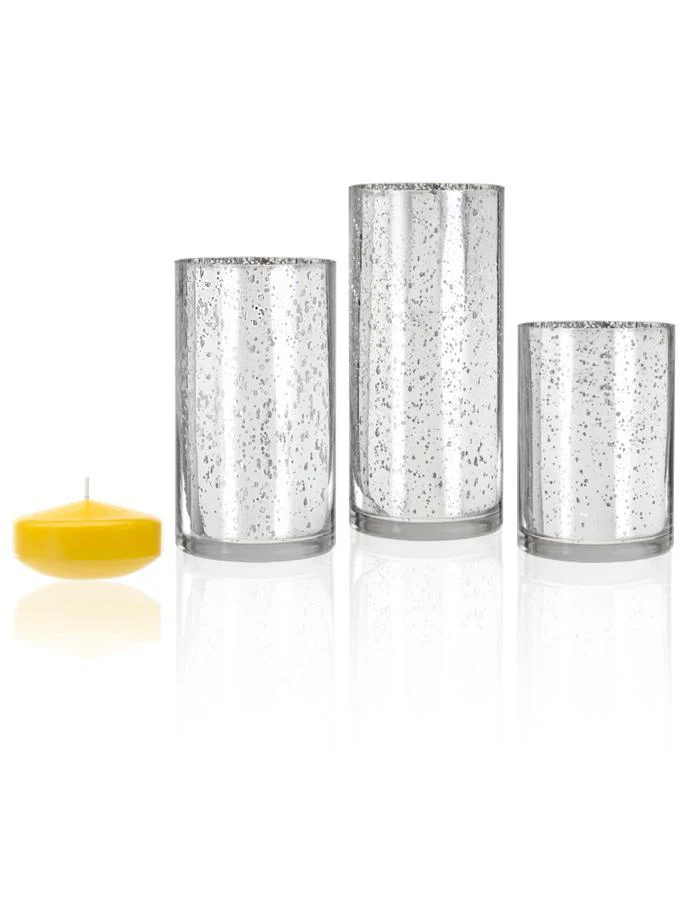 18 Floating Candles and Silver Metallic Cylinders - Image 9