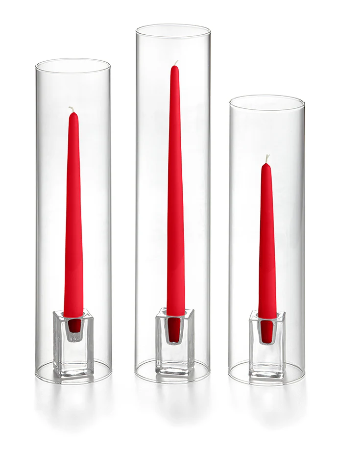 36 Taper Candles, 36 Glass Chimneys and 36 Square Block Holders - Image 12