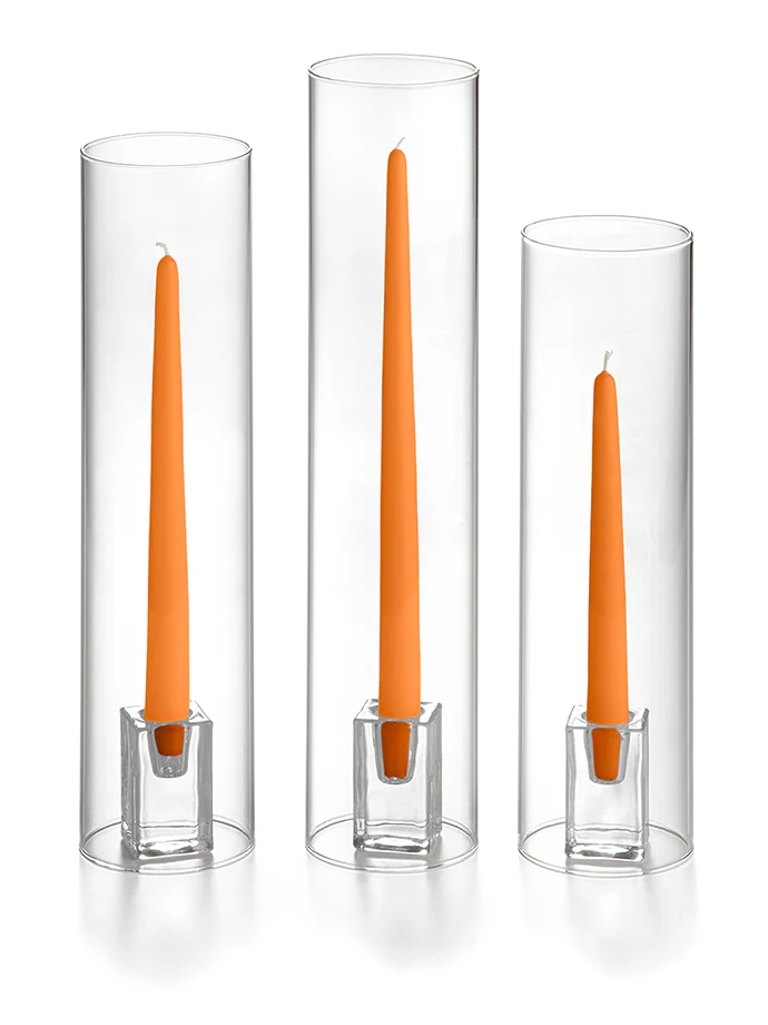 36 Taper Candles, 36 Glass Chimneys and 36 Square Block Holders - Image 13