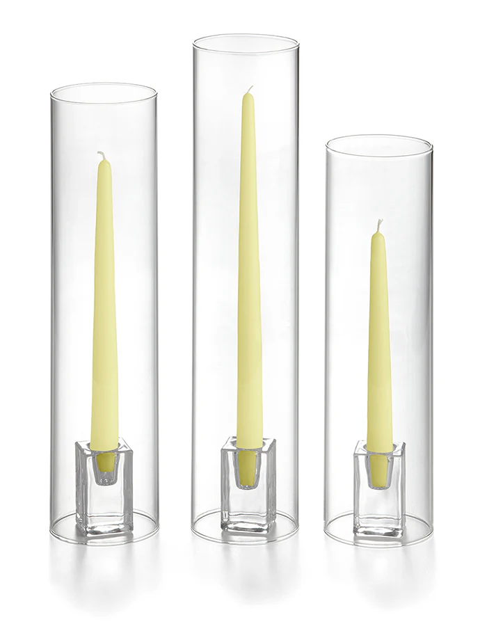36 Taper Candles, 36 Glass Chimneys and 36 Square Block Holders - Image 14