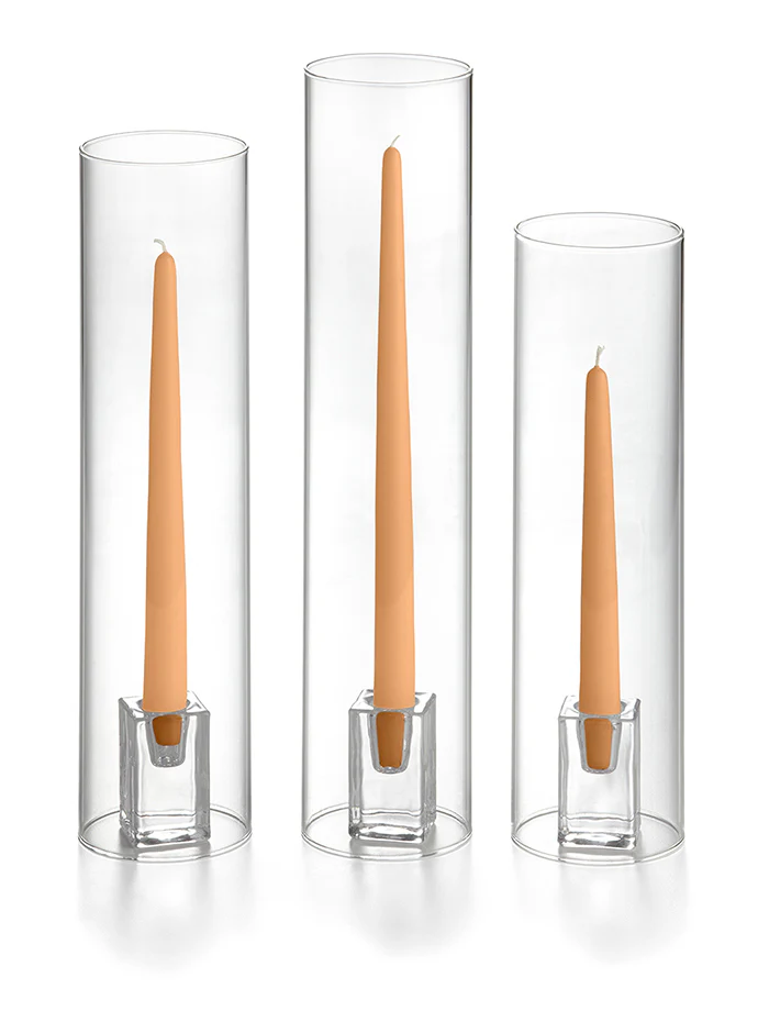 36 Taper Candles, 36 Glass Chimneys and 36 Square Block Holders - Image 16