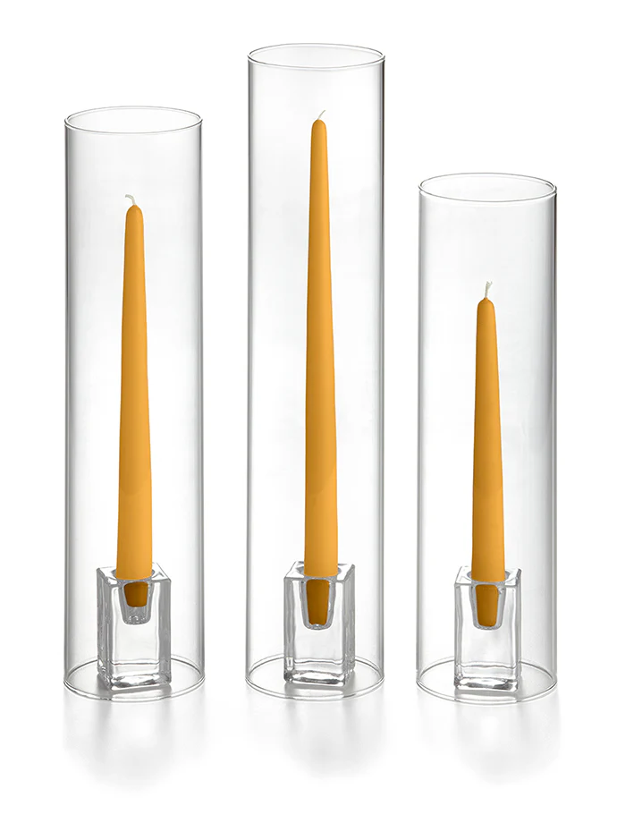 36 Taper Candles, 36 Glass Chimneys and 36 Square Block Holders - Image 17