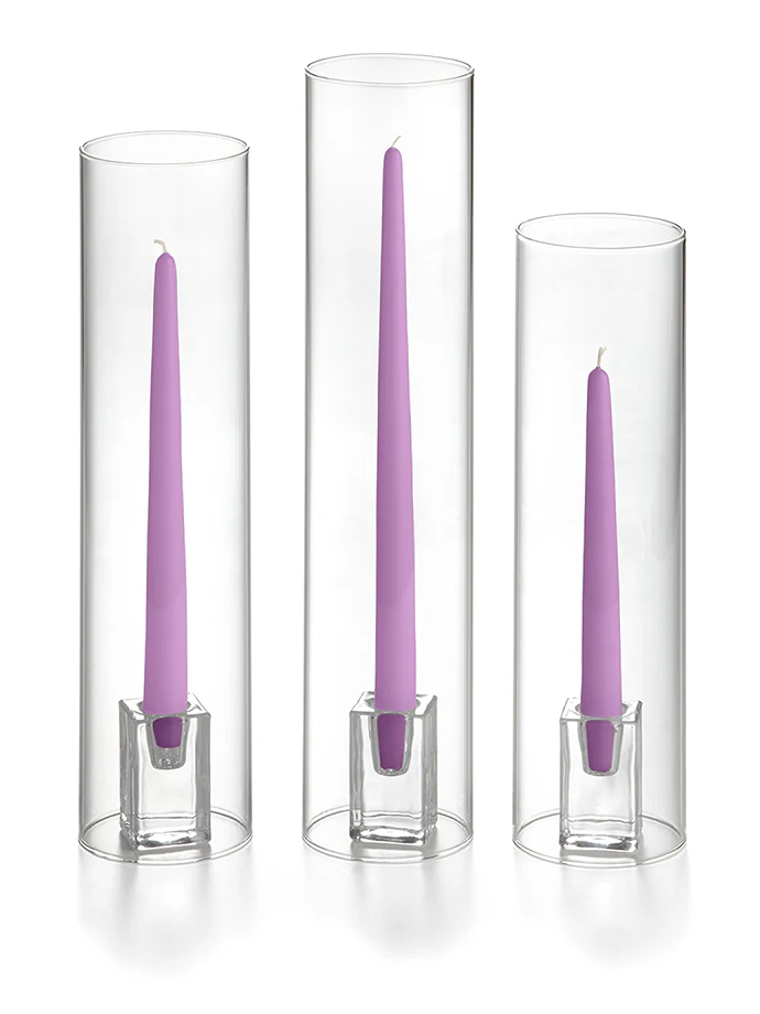 36 Taper Candles, 36 Glass Chimneys and 36 Square Block Holders - Image 20