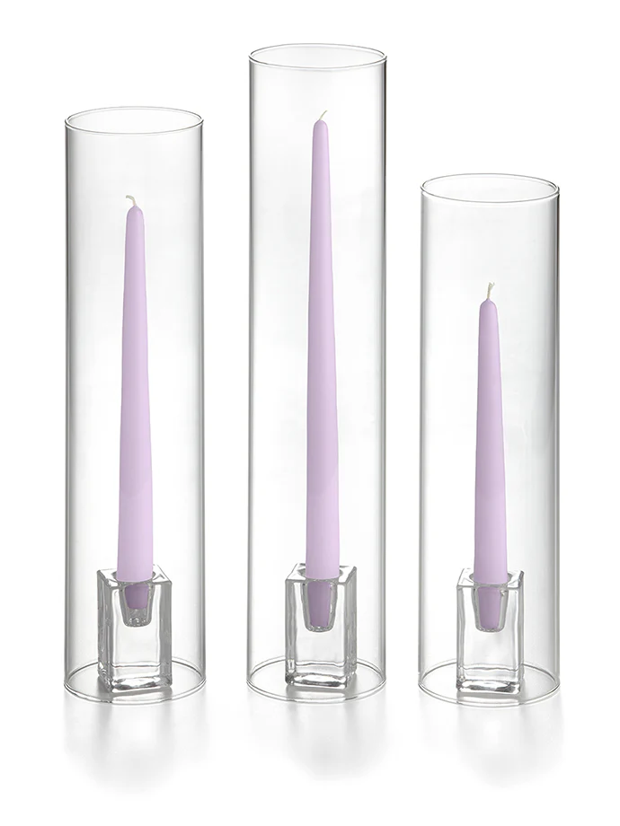 36 Taper Candles, 36 Glass Chimneys and 36 Square Block Holders - Image 21