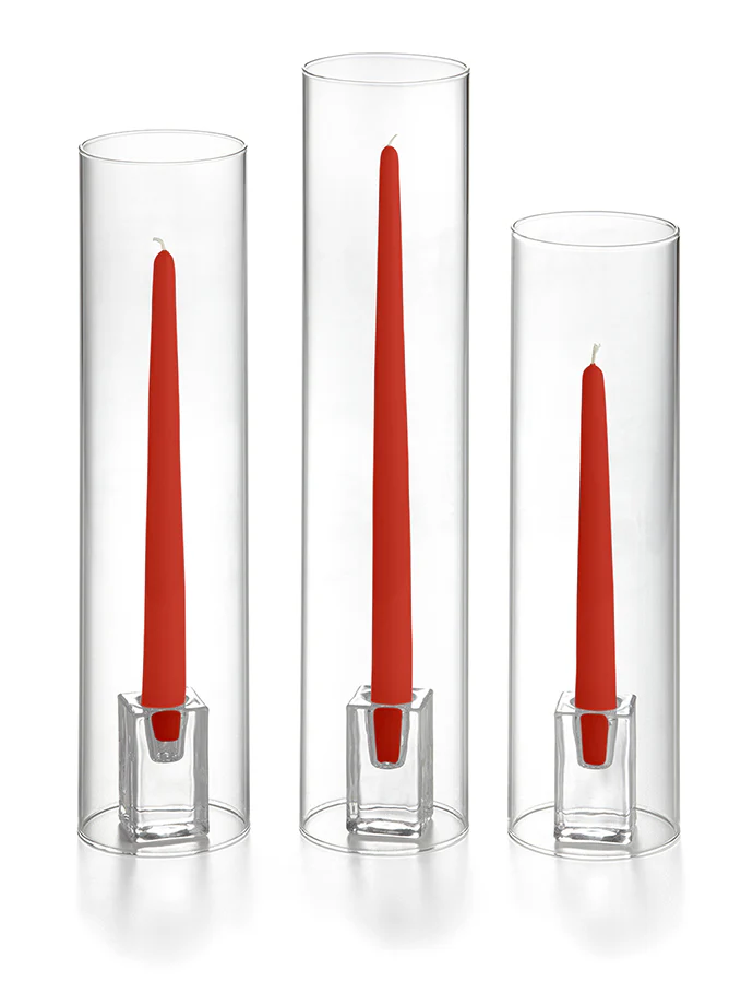 36 Taper Candles, 36 Glass Chimneys and 36 Square Block Holders - Image 23