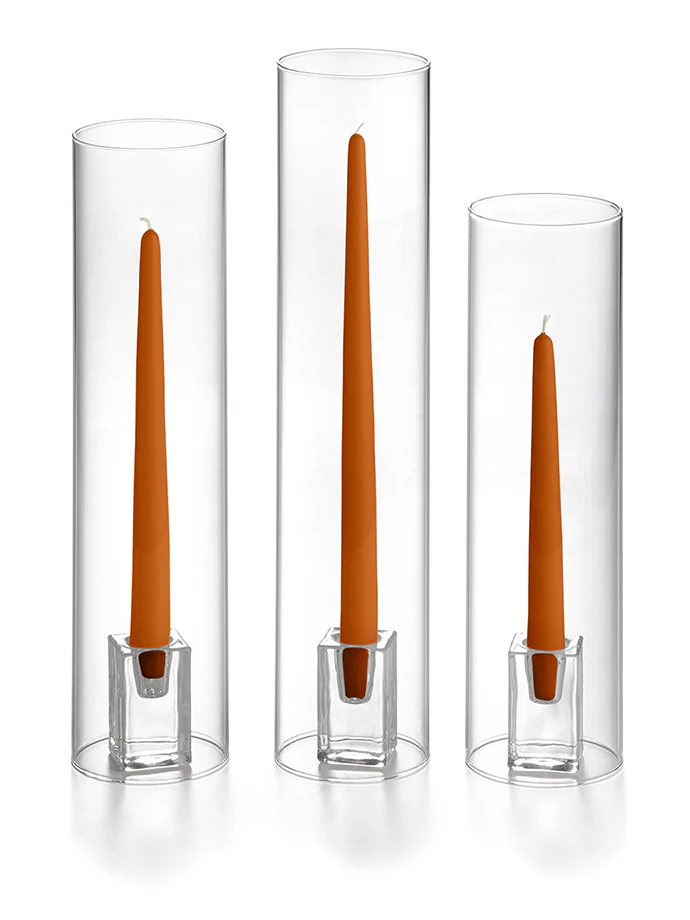 36 Taper Candles, 36 Glass Chimneys and 36 Square Block Holders - Image 24