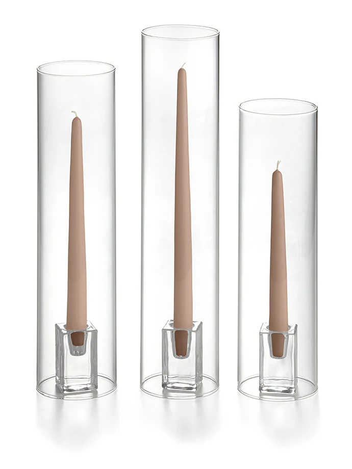 36 Taper Candles, 36 Glass Chimneys and 36 Square Block Holders - Image 25