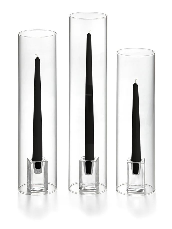 36 Taper Candles, 36 Glass Chimneys and 36 Square Block Holders - Image 26