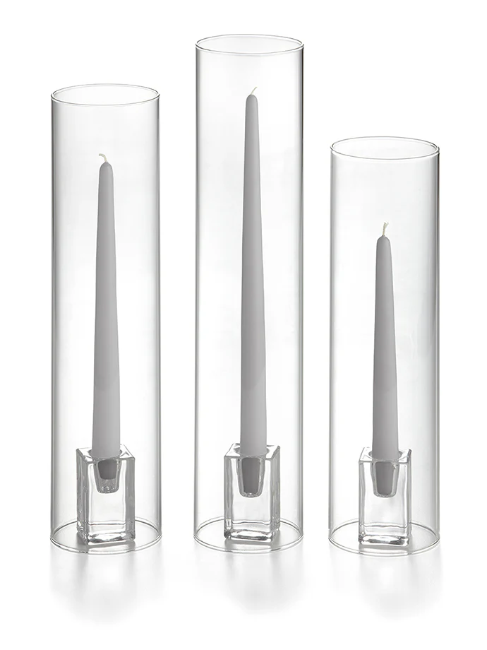 36 Taper Candles, 36 Glass Chimneys and 36 Square Block Holders - Image 28
