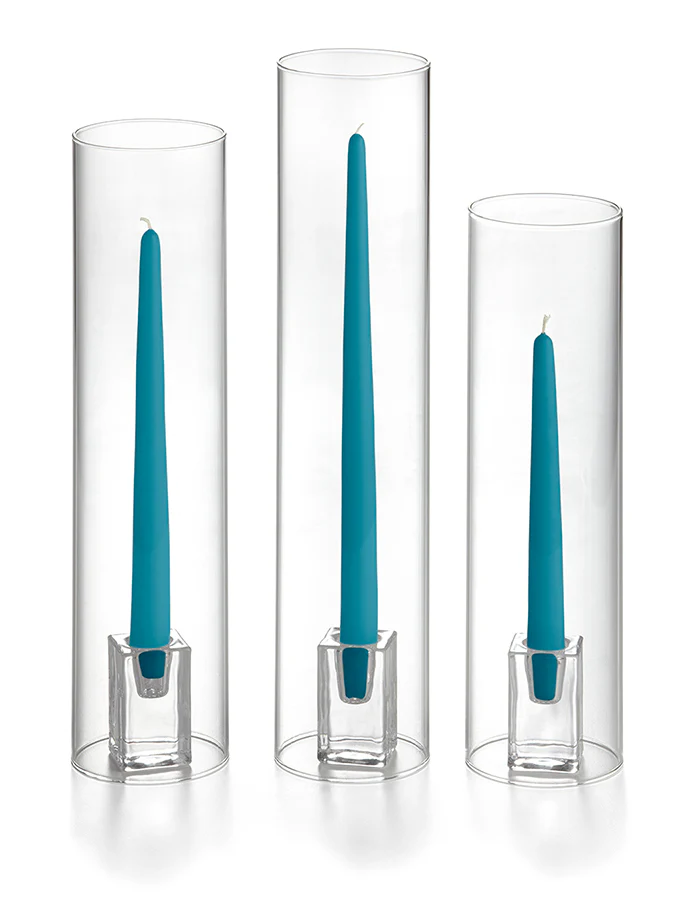 36 Taper Candles, 36 Glass Chimneys and 36 Square Block Holders - Image 29