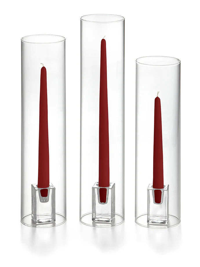 36 Taper Candles, 36 Glass Chimneys and 36 Square Block Holders - Image 3