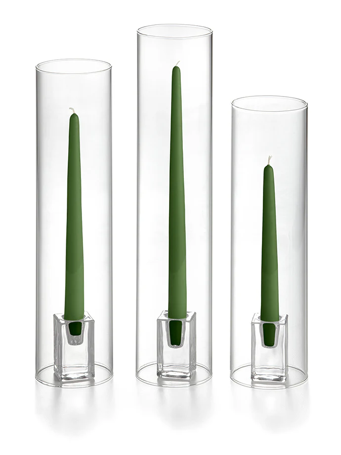 36 Taper Candles, 36 Glass Chimneys and 36 Square Block Holders - Image 31