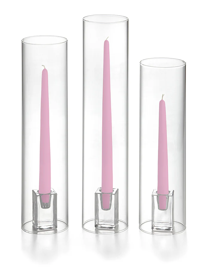 36 Taper Candles, 36 Glass Chimneys and 36 Square Block Holders - Image 34