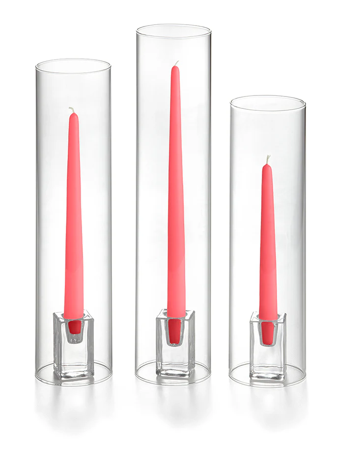 36 Taper Candles, 36 Glass Chimneys and 36 Square Block Holders - Image 35