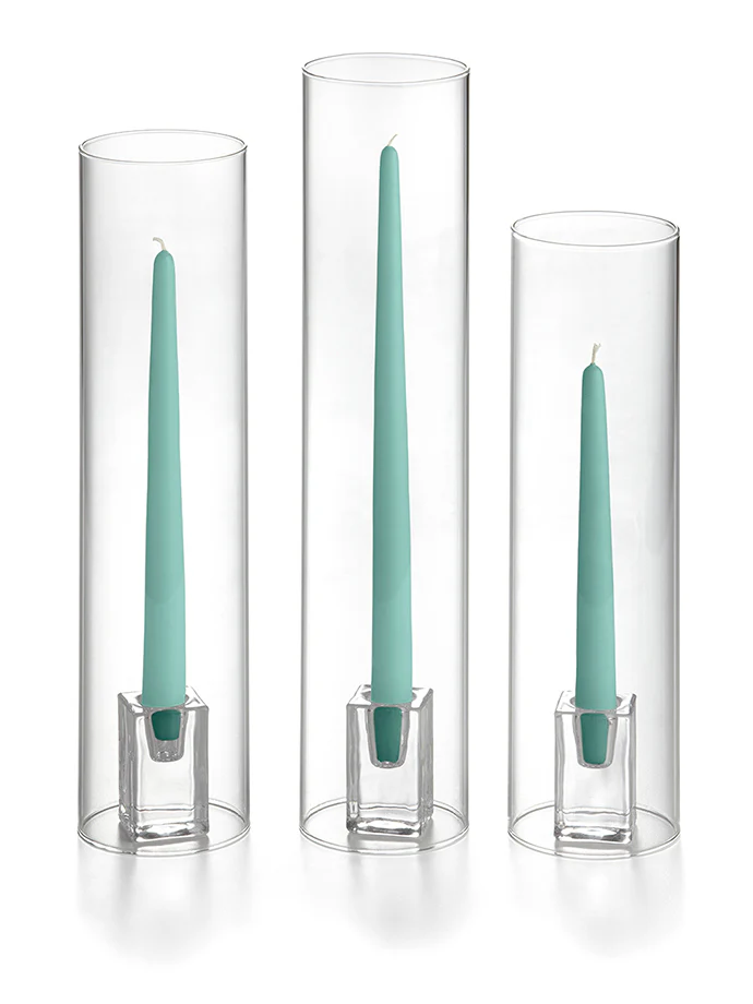 36 Taper Candles, 36 Glass Chimneys and 36 Square Block Holders - Image 36