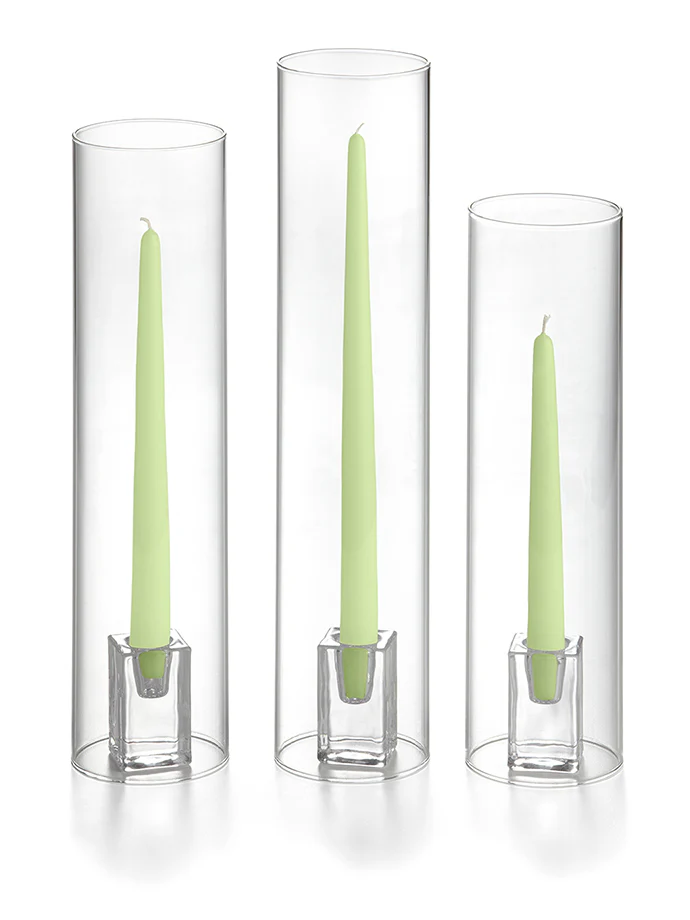36 Taper Candles, 36 Glass Chimneys and 36 Square Block Holders - Image 38
