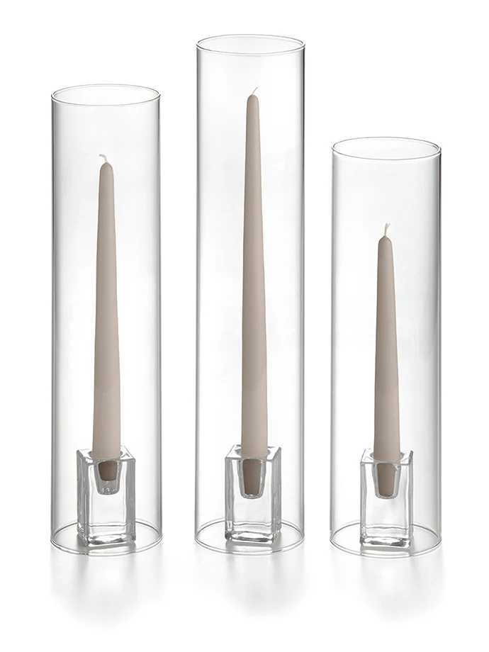 36 Taper Candles, 36 Glass Chimneys and 36 Square Block Holders - Image 39