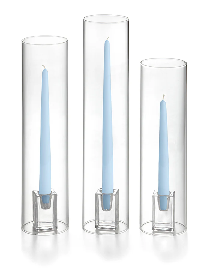 36 Taper Candles, 36 Glass Chimneys and 36 Square Block Holders - Image 4