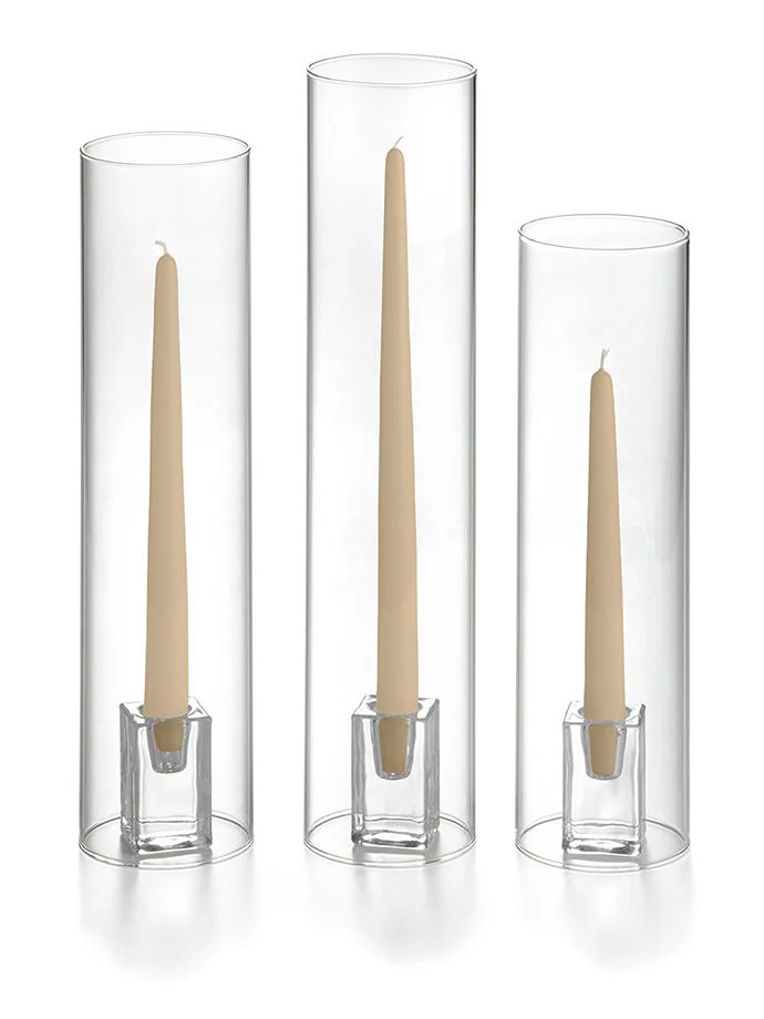 36 Taper Candles, 36 Glass Chimneys and 36 Square Block Holders - Image 40