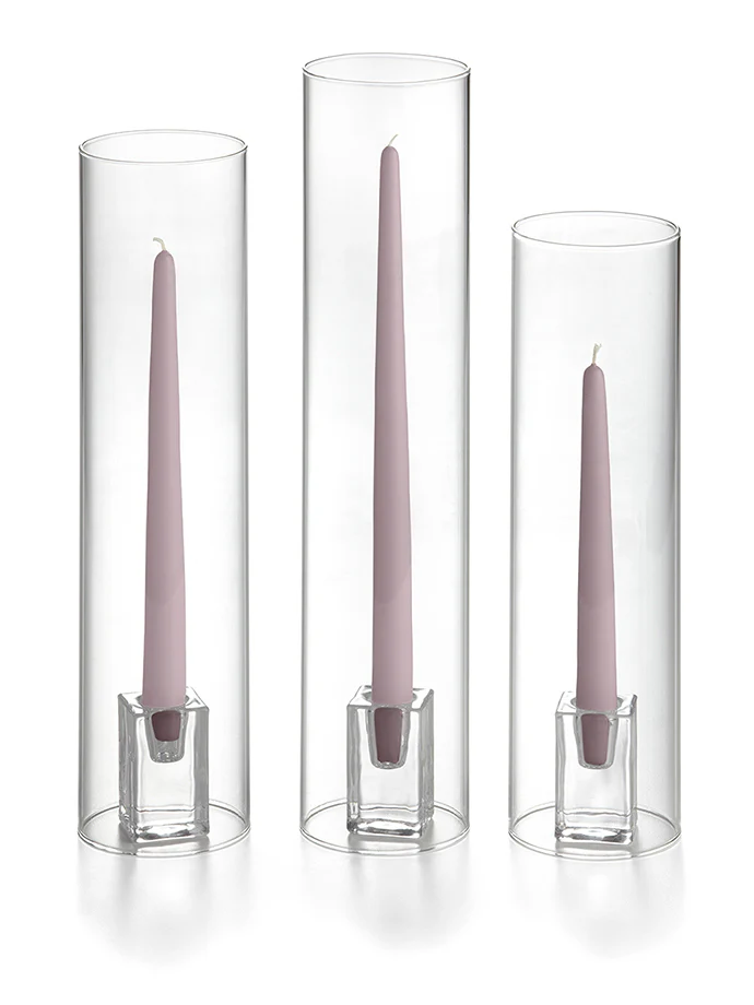 36 Taper Candles, 36 Glass Chimneys and 36 Square Block Holders - Image 43