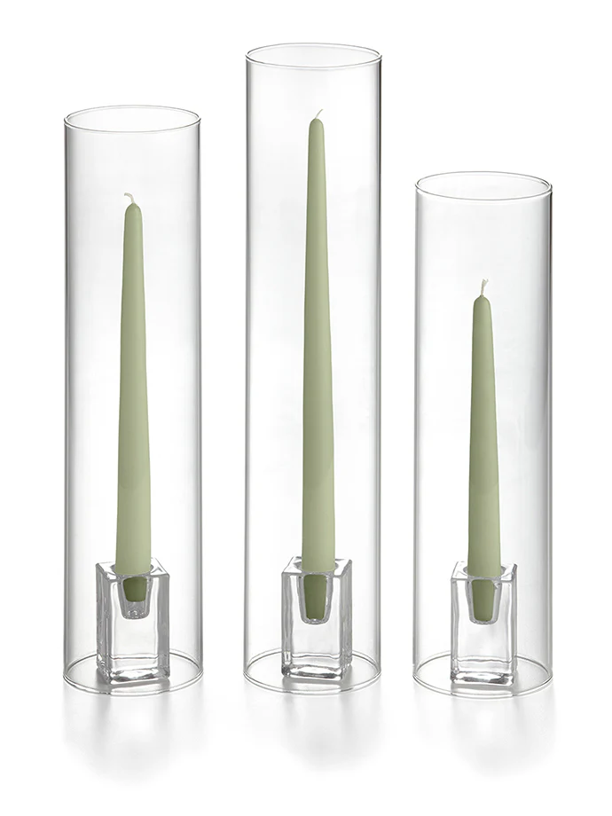 36 Taper Candles, 36 Glass Chimneys and 36 Square Block Holders - Image 44