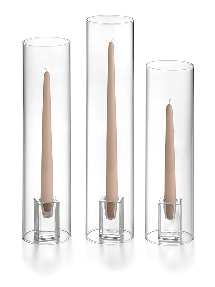 36 Taper Candles, 36 Glass Chimneys and 36 Square Block Holders - Image 46