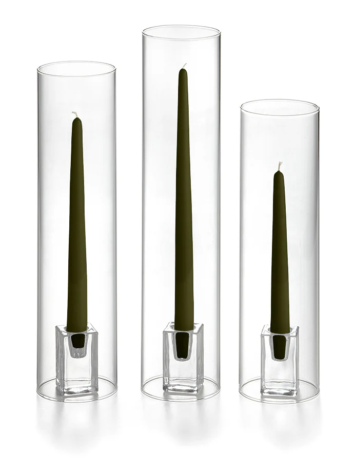 36 Taper Candles, 36 Glass Chimneys and 36 Square Block Holders - Image 47