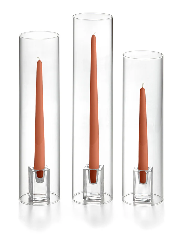 36 Taper Candles, 36 Glass Chimneys and 36 Square Block Holders - Image 6