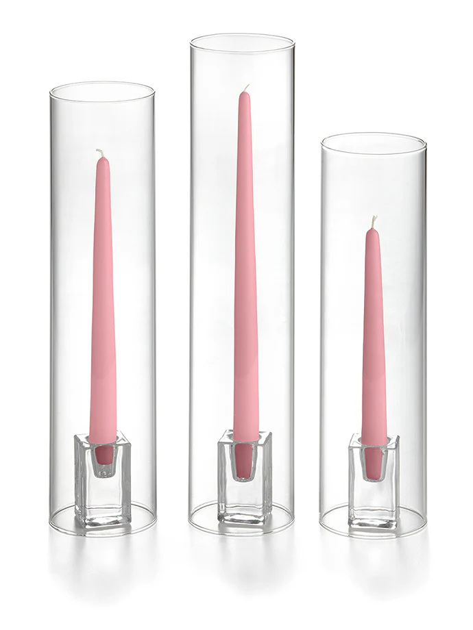 36 Taper Candles, 36 Glass Chimneys and 36 Square Block Holders - Image 7