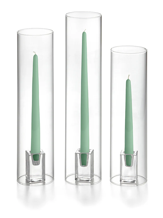 36 Taper Candles, 36 Glass Chimneys and 36 Square Block Holders - Image 8